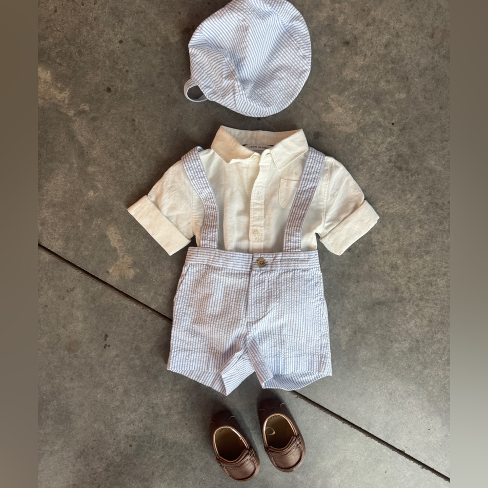 Janie & Jack Newborn Seersucker Set